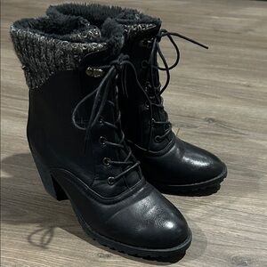 Elegant Black Lace-Up Boots for Women